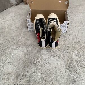 Converse Black and White Sneakers with Red Detail